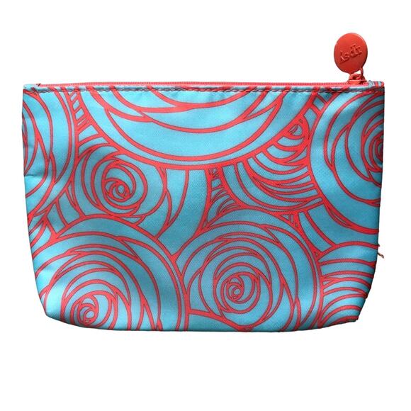 Ipsy March 2016 Neon Blue Pink Rose Flower Zipper Make-Up Cosmetic Pouch Bag - Picture 3 of 4